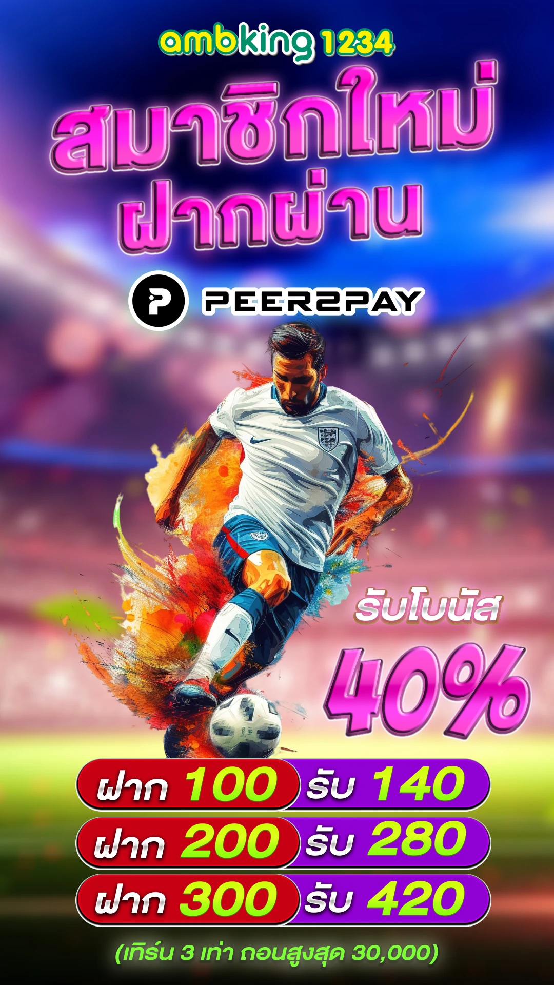 สมัครสมาชิกใหม่ 1 บาท รับ 100 วอ เลท - แบนเนอร์โปรโมชั่น